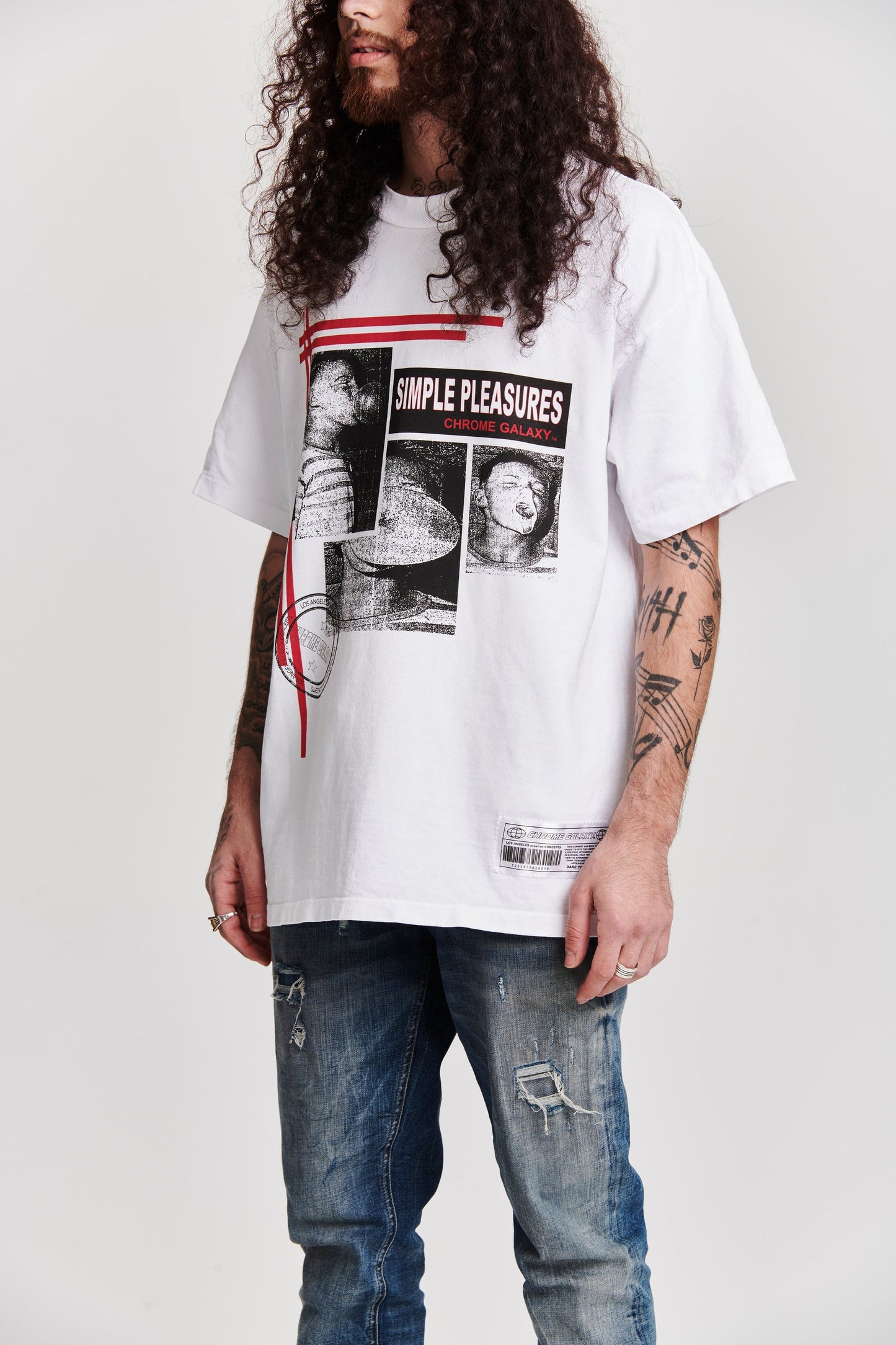 SIMPLE PLEASURES SHORT SLEEVE TEE WHITE