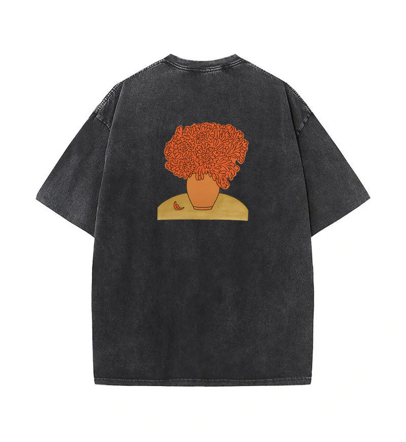 🎨🌼."Pottery Blossoms" washed T-shirt
