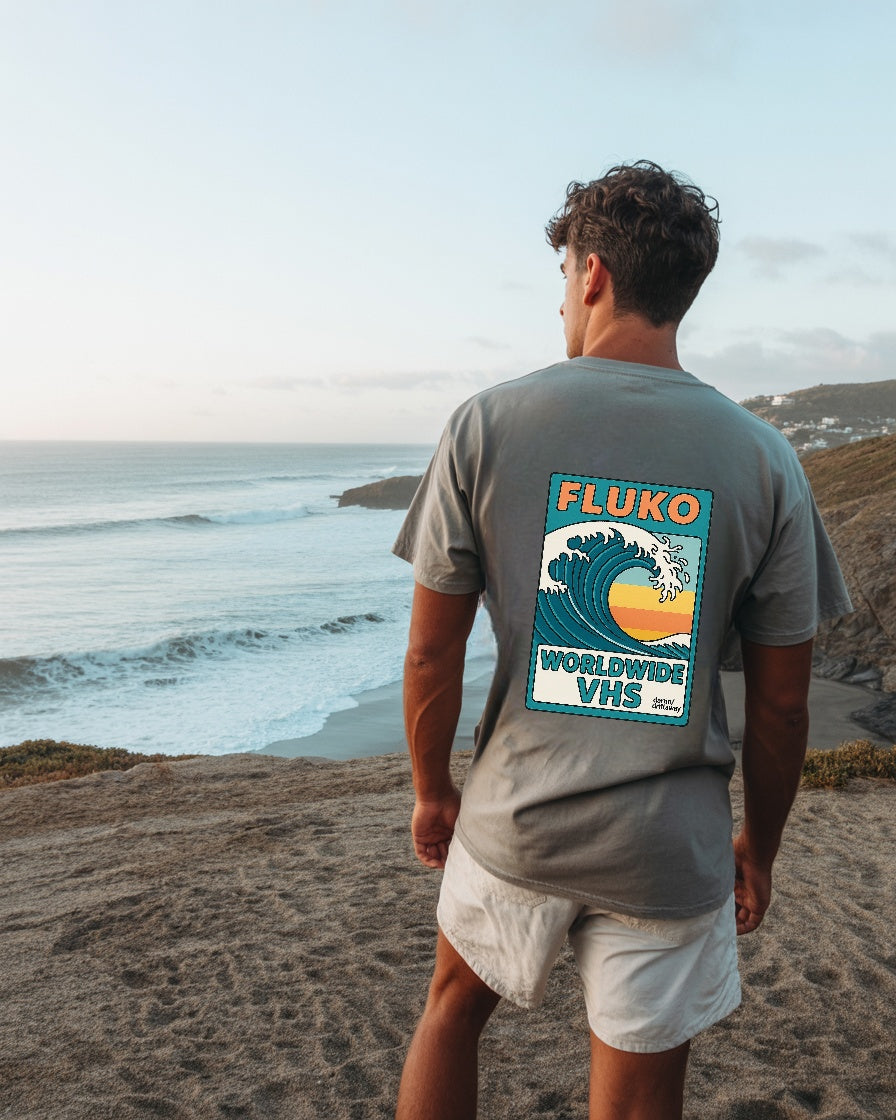 FLUKO VHS Wave Tee – Coastal Sunset Edition