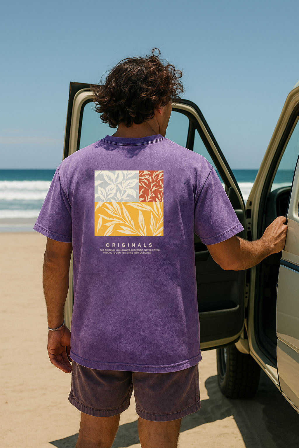 š“Colorblock Botanical Graphic Washed T-Shirt