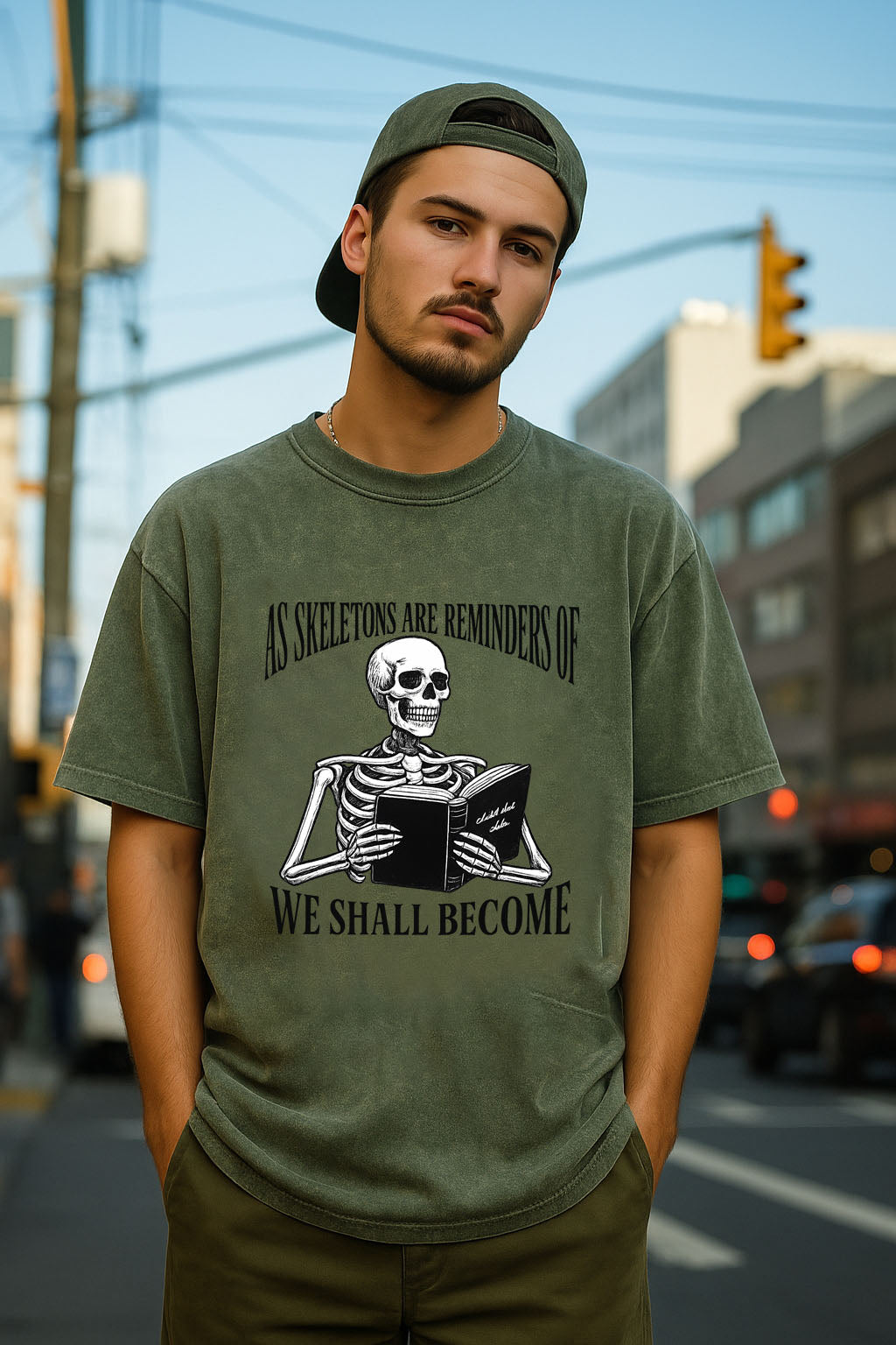 🖤 Skeleton Reading Graphic Tee – Dark Humor Edition