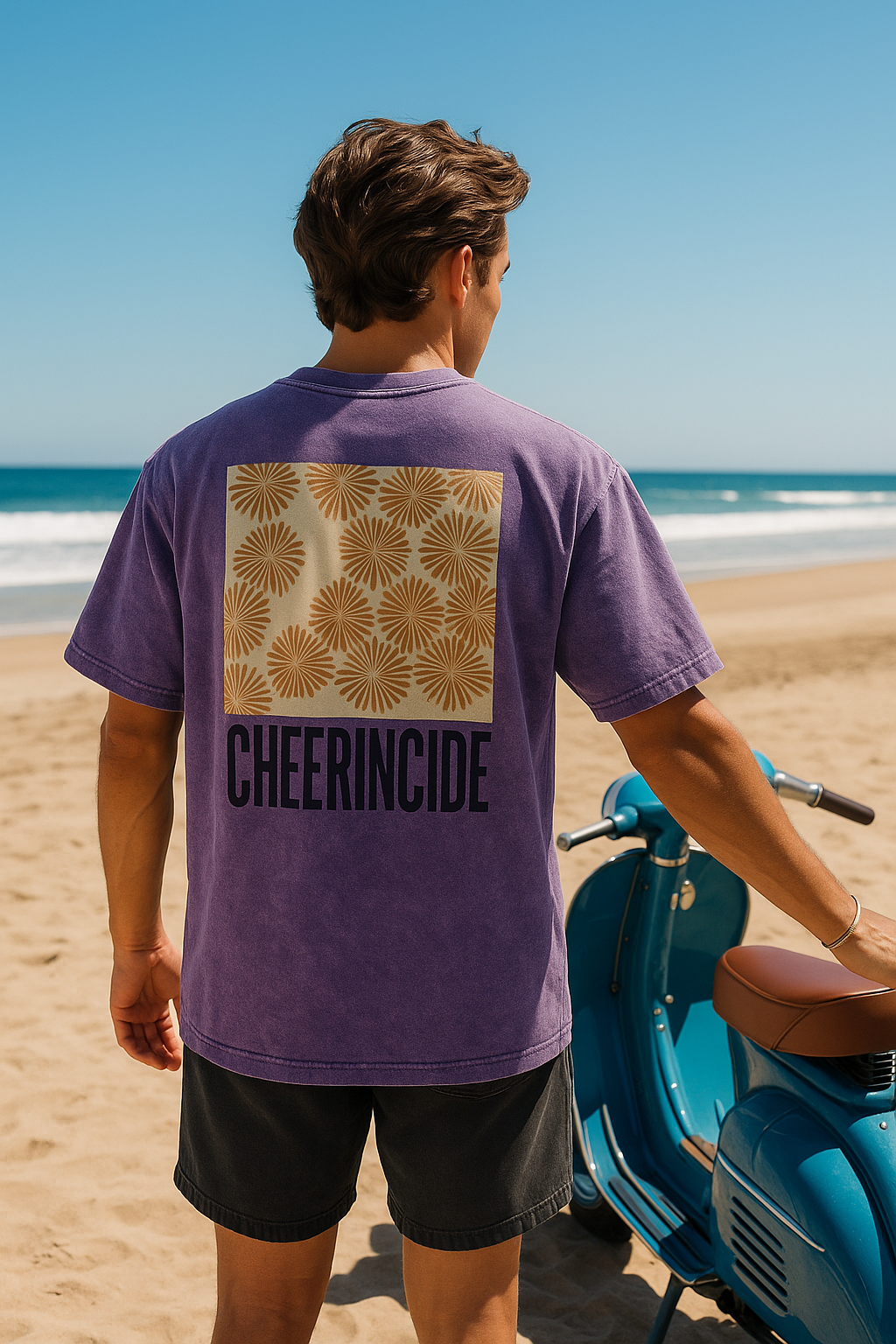 🌼 Geometric Floral Graphic Tee – Retro Beach Edition