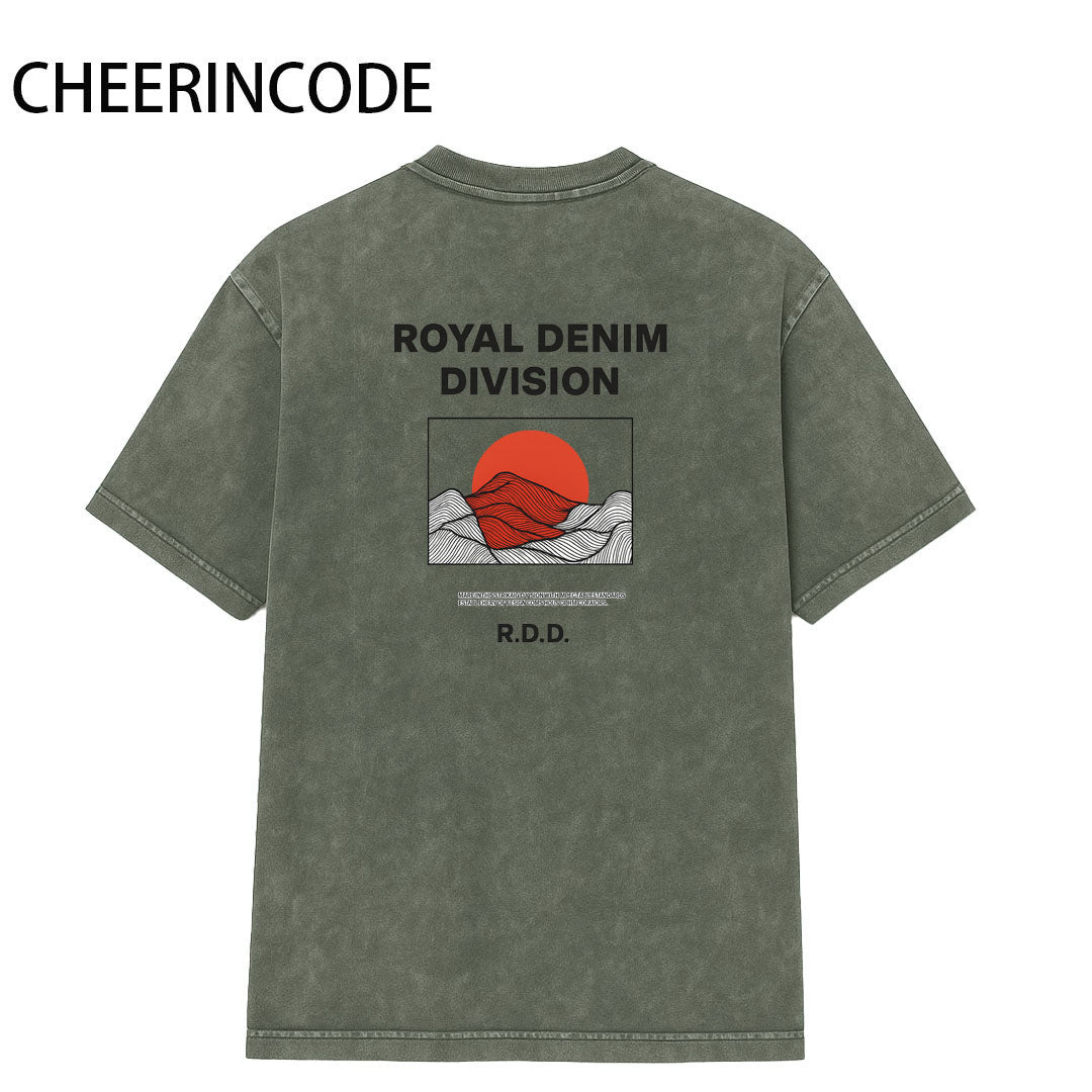 CHEERINCODE “Royal Denim Division” Washed Graphic Tee