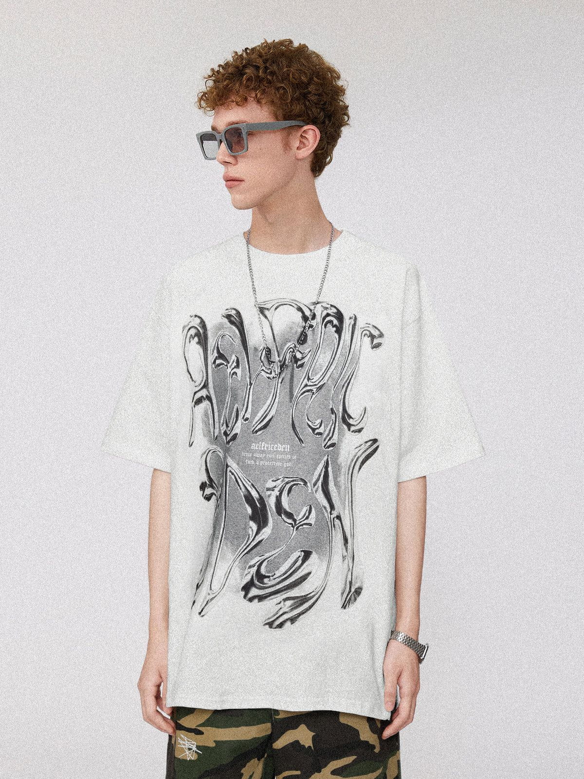Aelfric Eden Futuristic Liquid Metal Design Tee