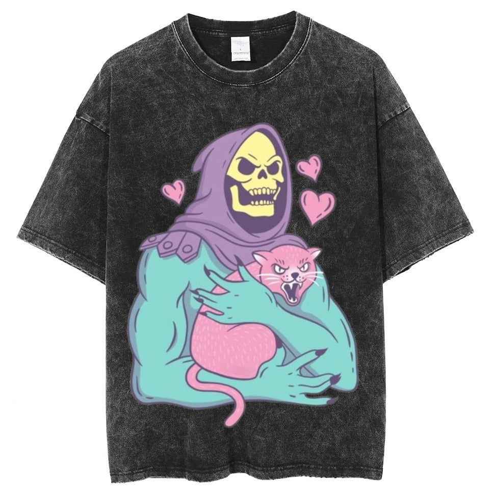 Skeletor & Grumpy Cat Vintage Graphic Tee β Washed