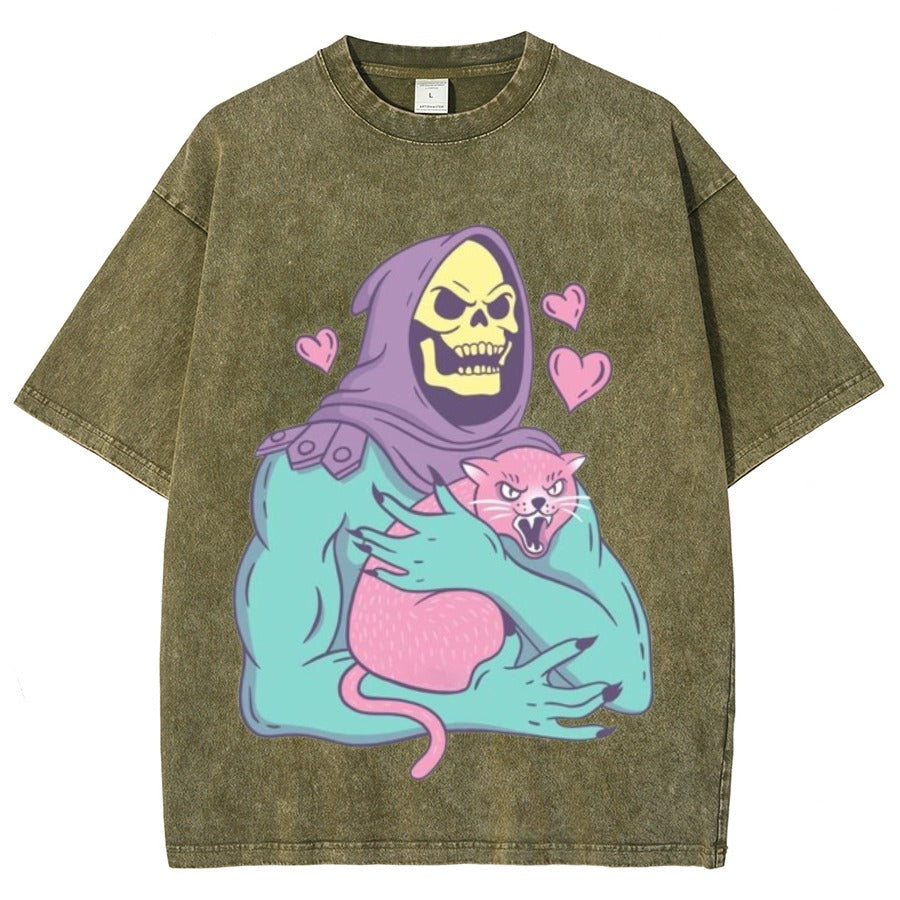 Skeletor & Grumpy Cat Vintage Graphic Tee β Washed