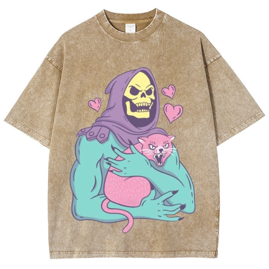 Skeletor & Grumpy Cat Vintage Graphic Tee β Washed