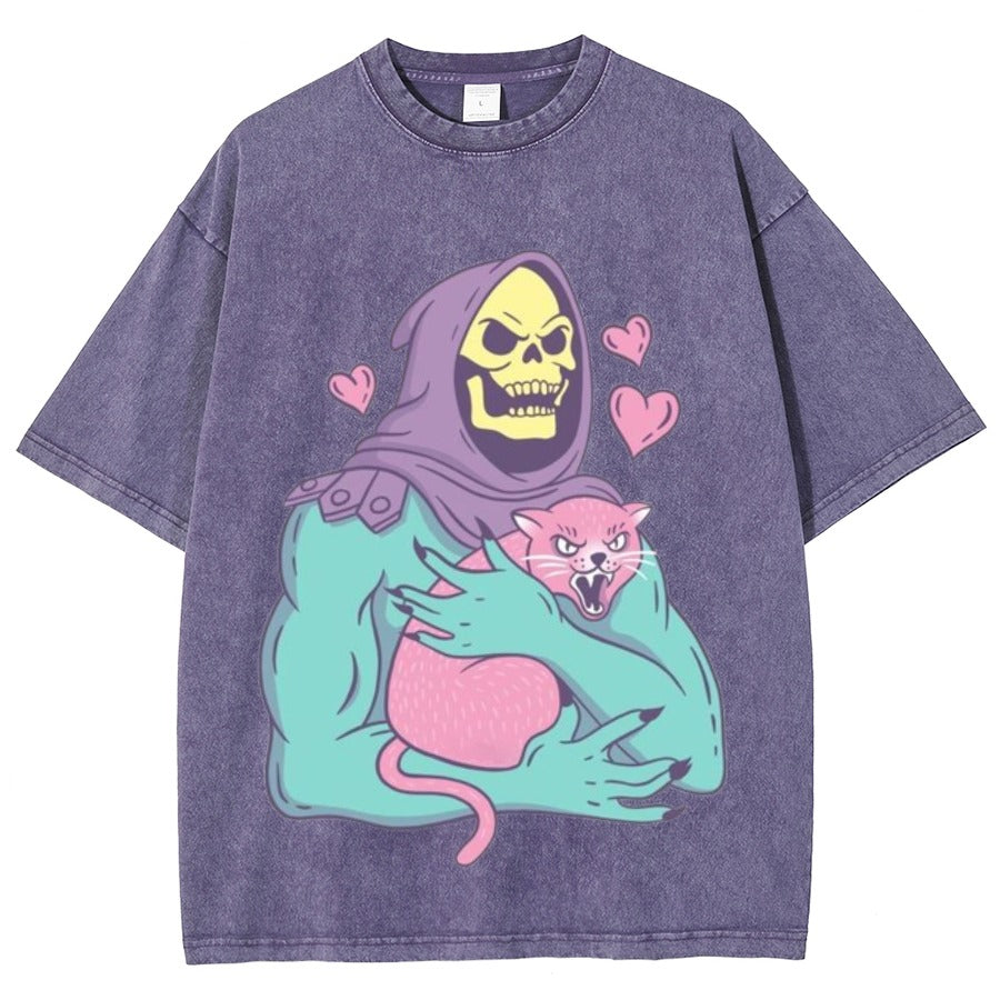 Skeletor & Grumpy Cat Vintage Graphic Tee β Washed