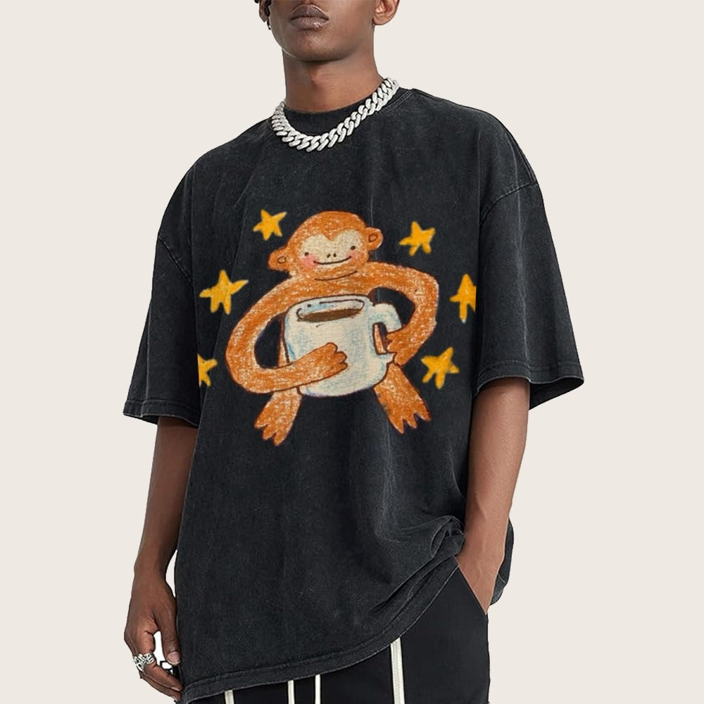 Monkey Coffee Star Tee – Vintage Washed