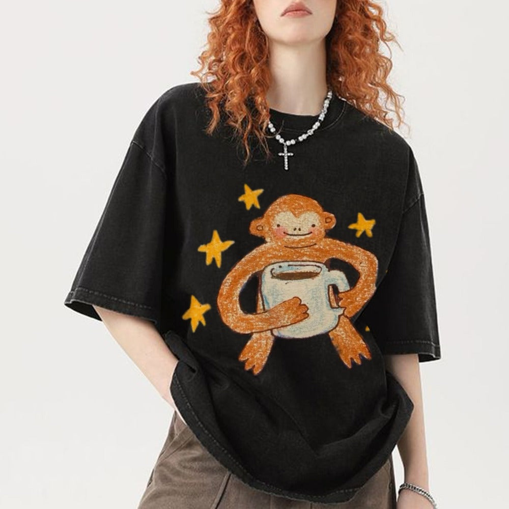 Monkey Coffee Star Tee – Vintage Washed