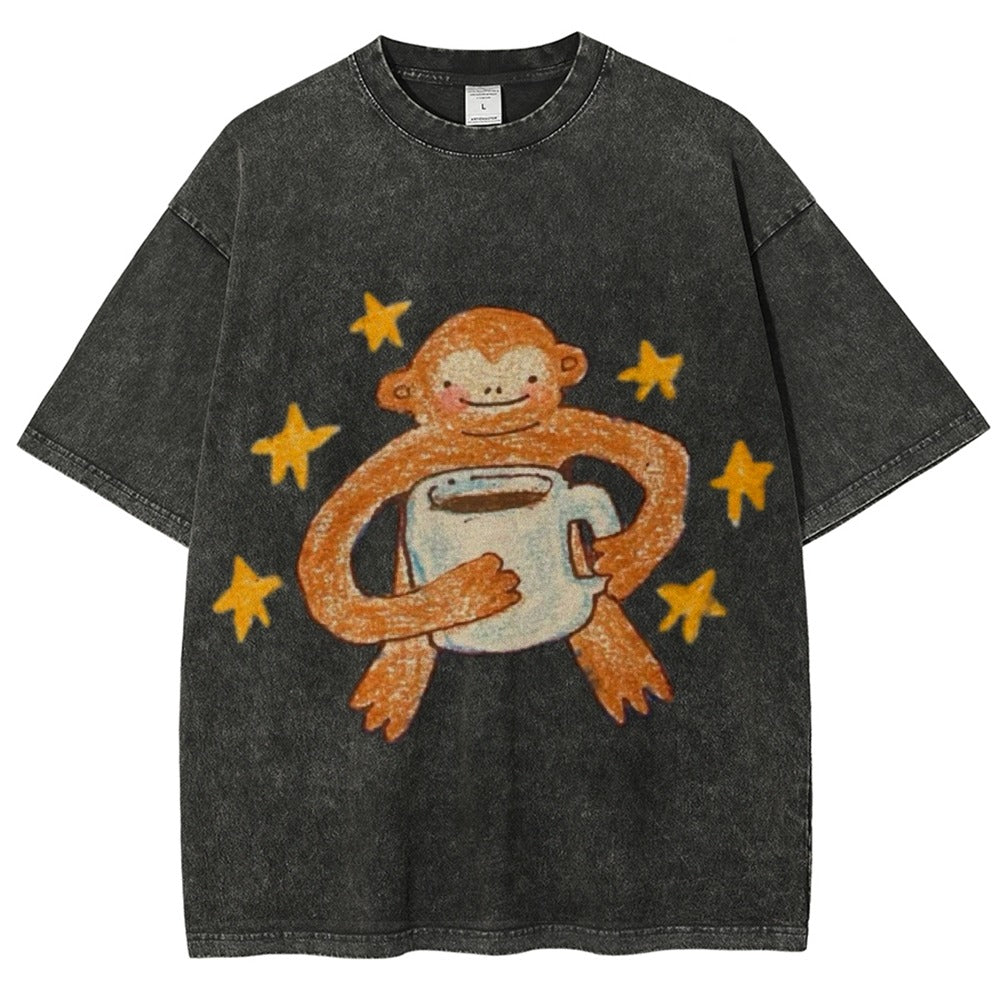 Monkey Coffee Star Tee – Vintage Washed