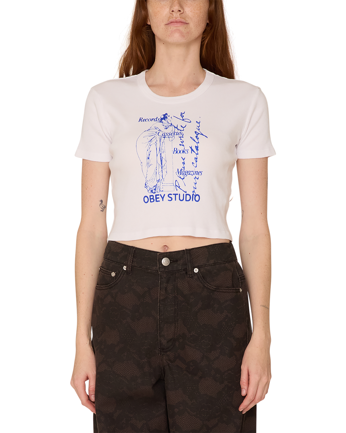 OBEY STUDIO Goddess Sketch Crop Tee – White