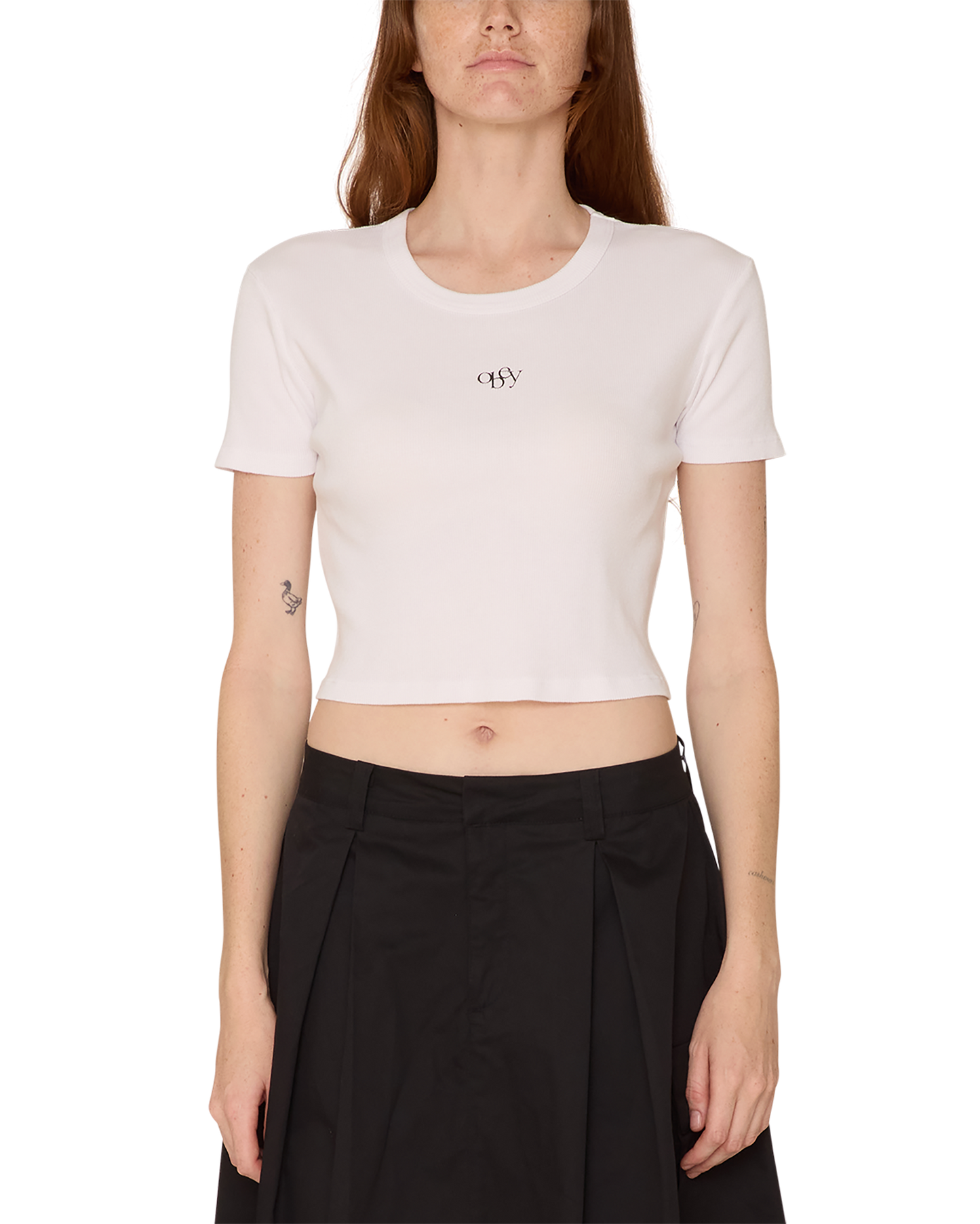 WSY Minimal Embroidery Crop Tee – White