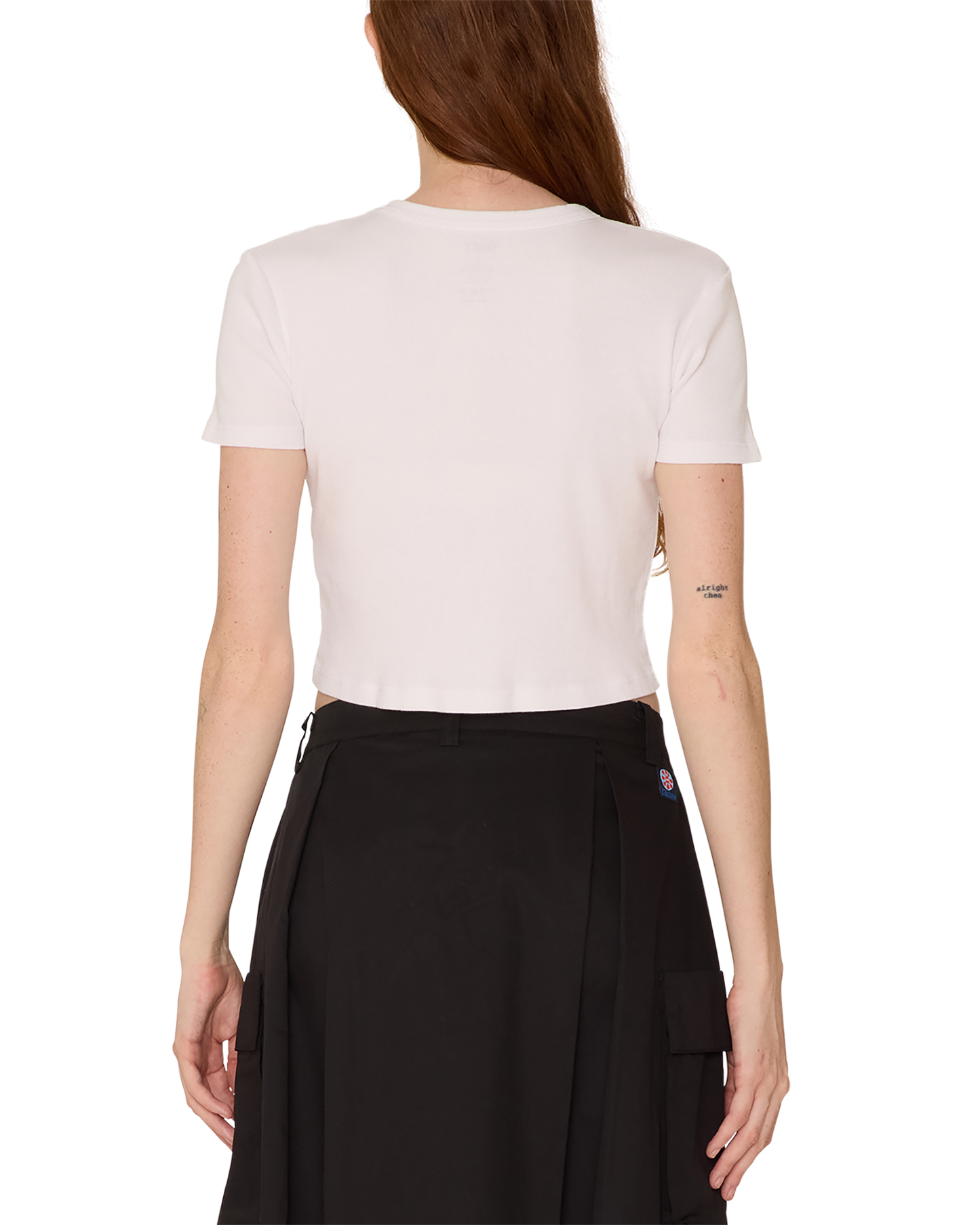 WSY Minimal Embroidery Crop Tee – White