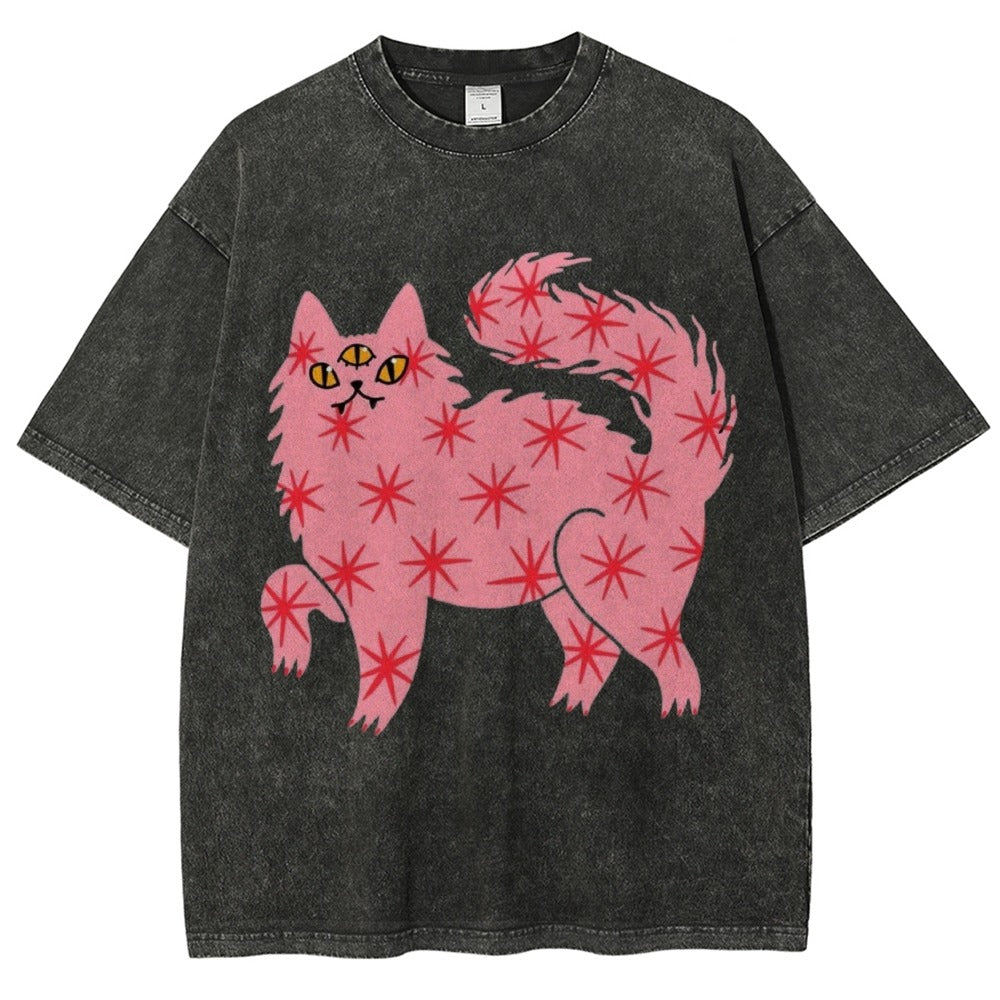 Cosmic Cat Oversized Tee β Vintage Gradient Series