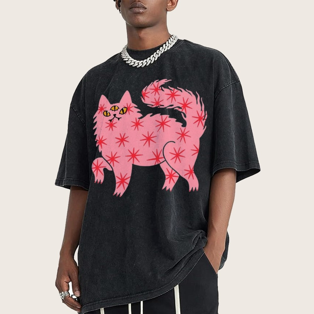 Cosmic Cat Oversized Tee β Vintage Gradient Series