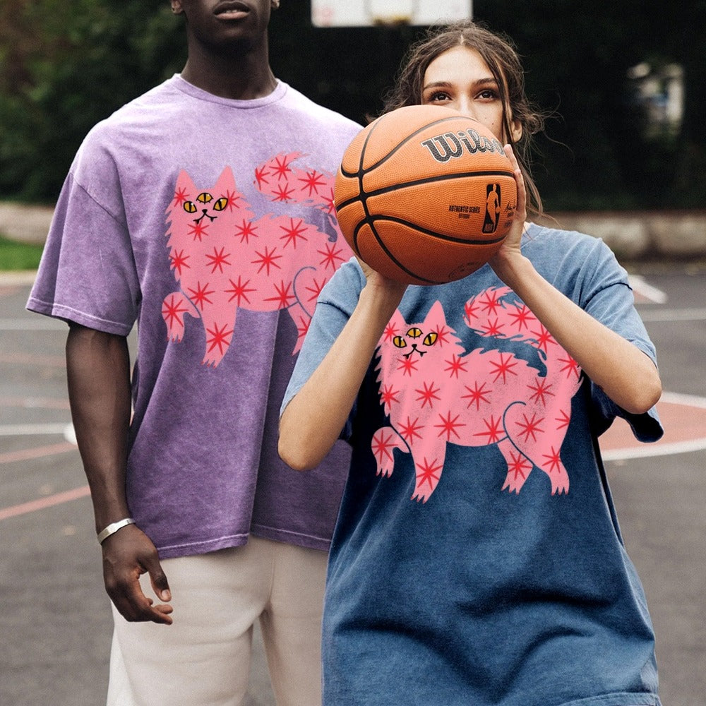 Cosmic Cat Oversized Tee β Vintage Gradient Series