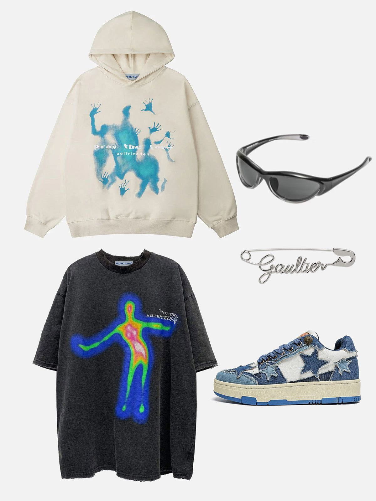 Aelfric Eden Distorted Portrait Graphic Oversized Tee