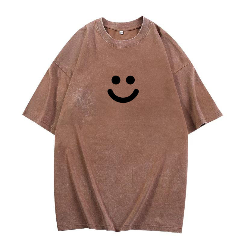 SMILEY Washed Minimalist Graphic Tee