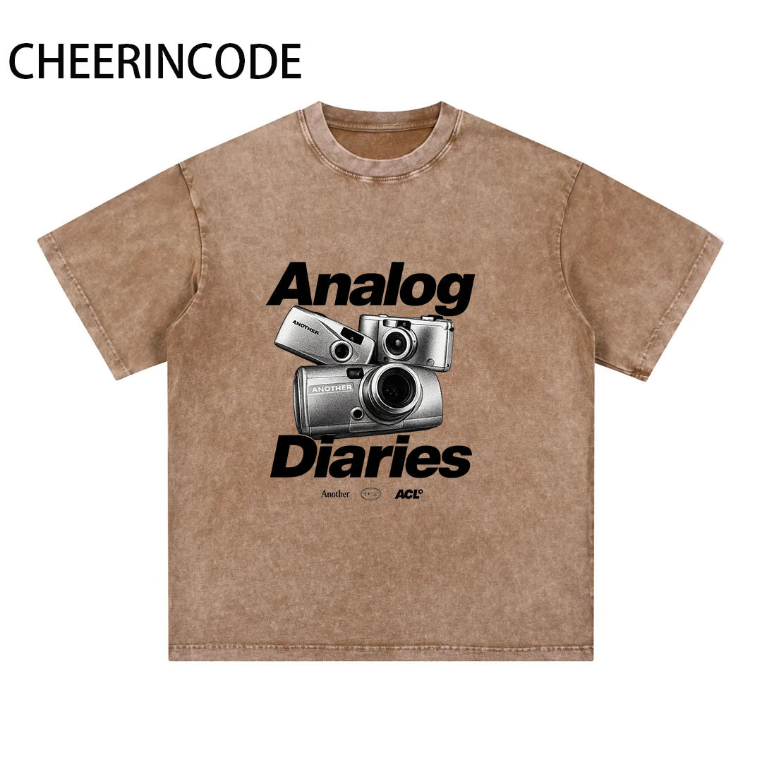 đź“·Film Vintage Camera Print Washed T-Shirt