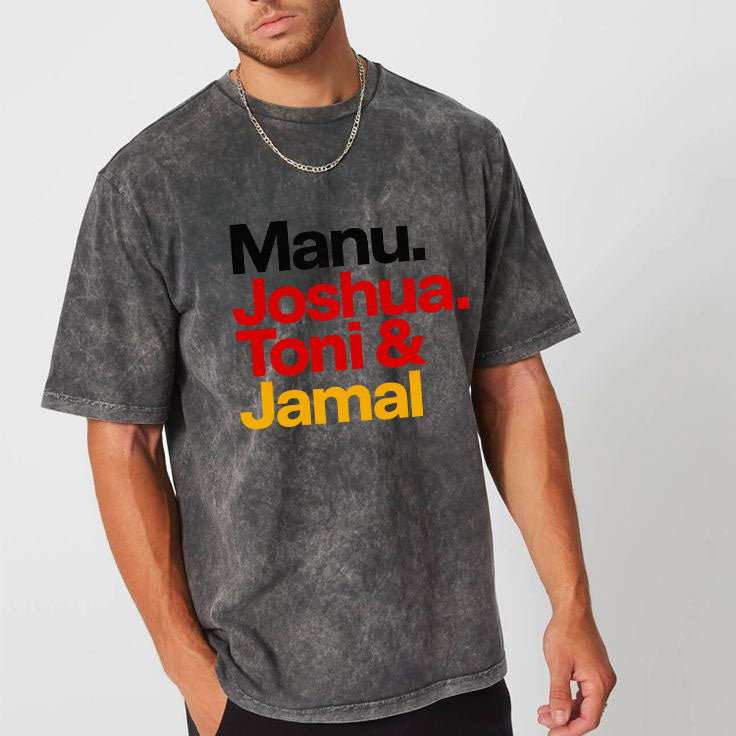 Round neck washed letter print short sleeve