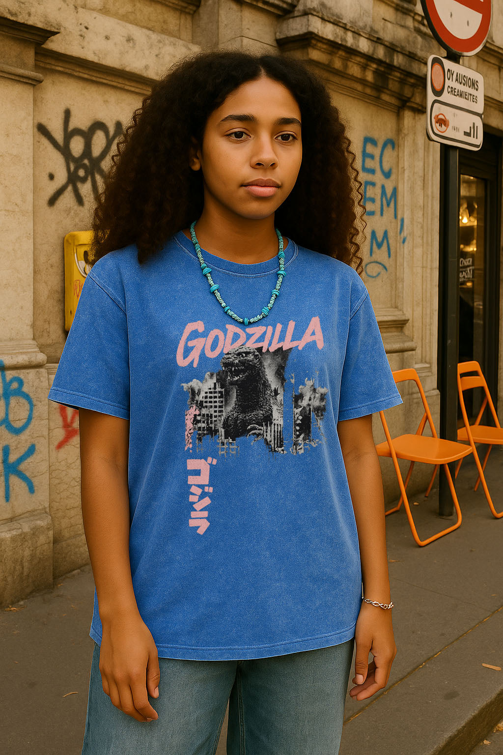 Monster Movie Style Printed T-Shirt