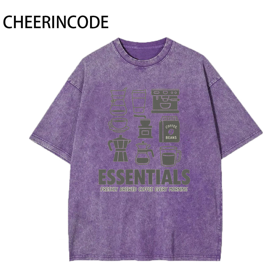Vintage Style Coffee Element Printed T-Shirt