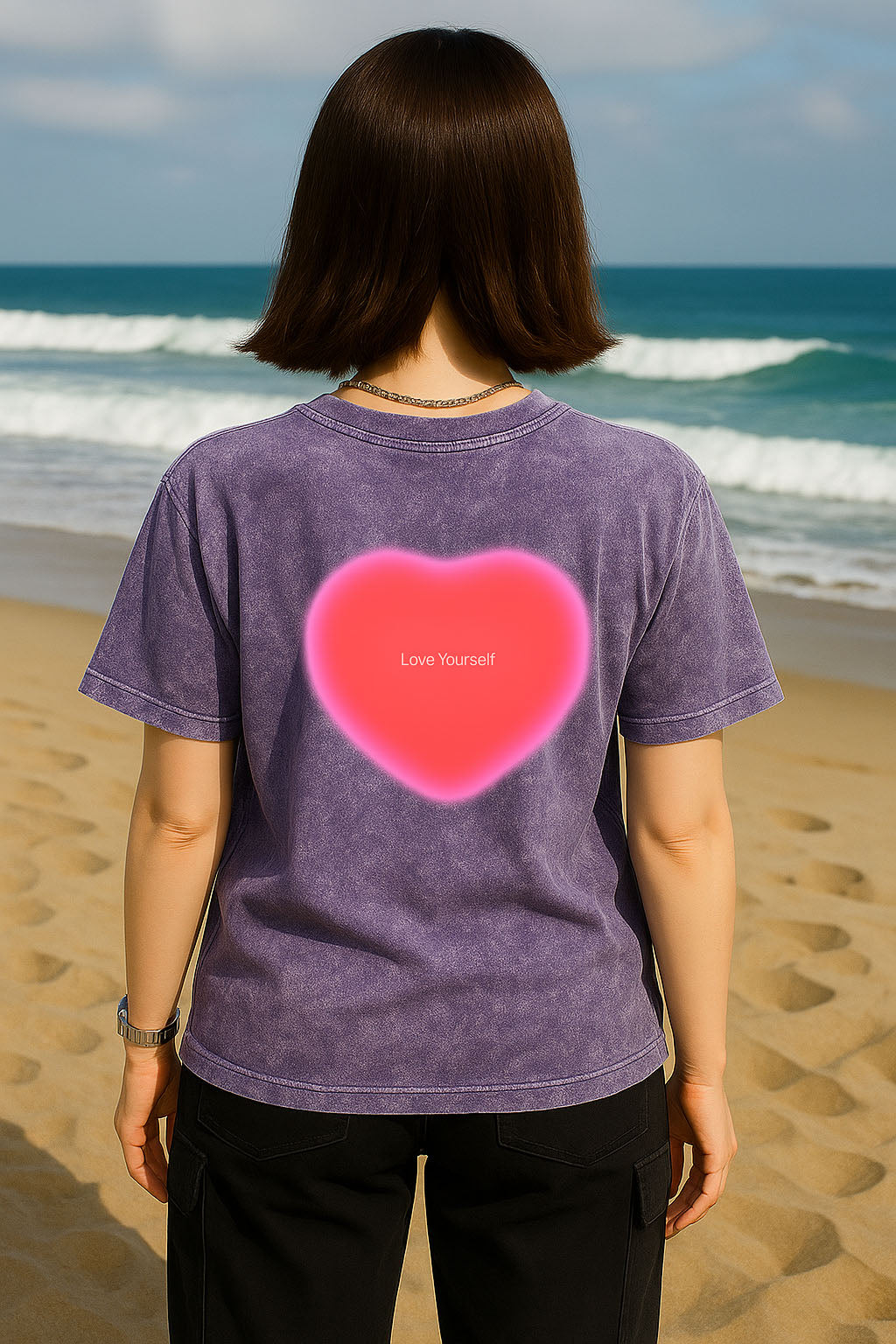 Pink Heart Printed T-Shirt