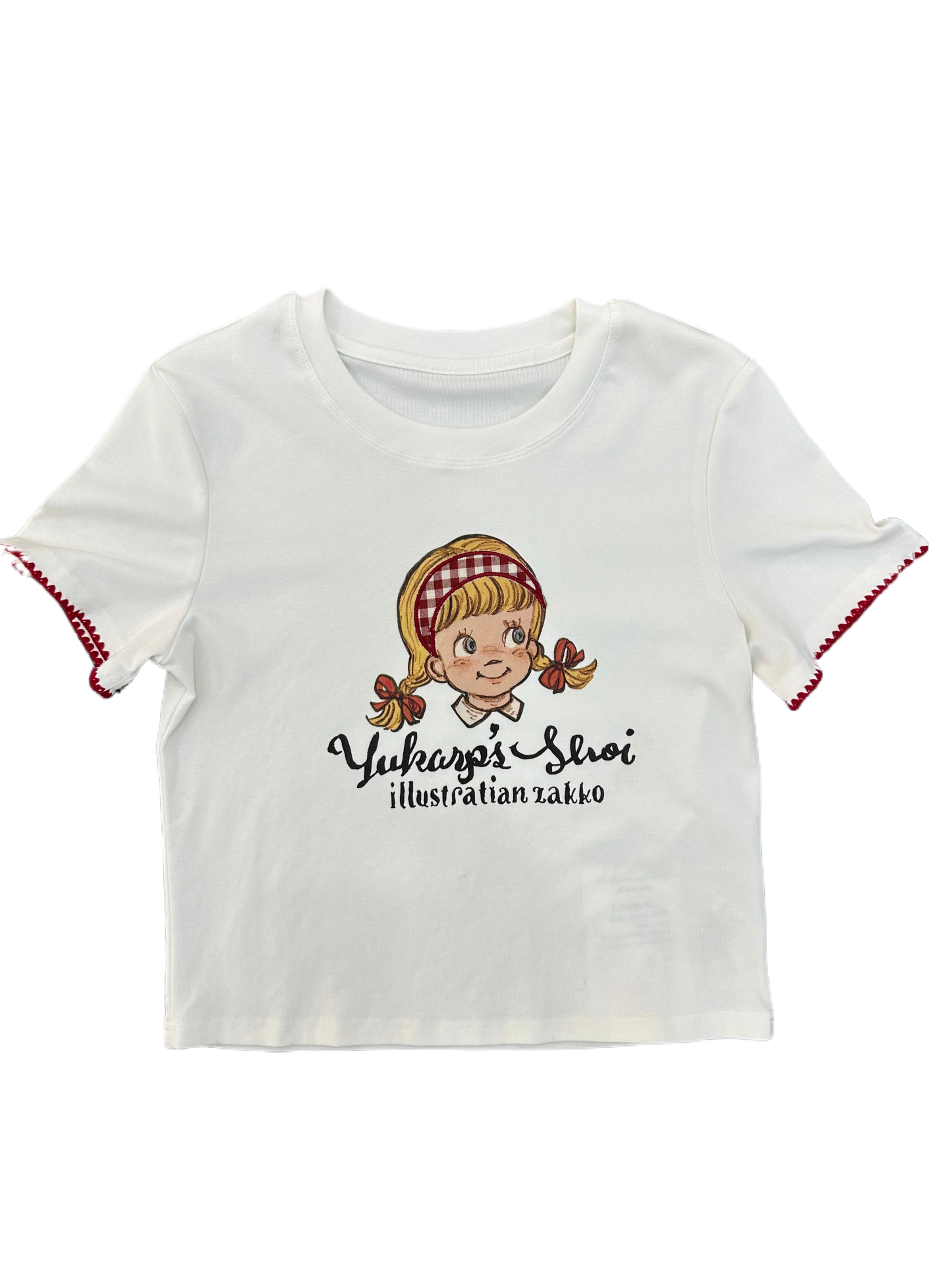 Fost Fish Women's Cartoon Illustration Tee with Ruffled Sleeves