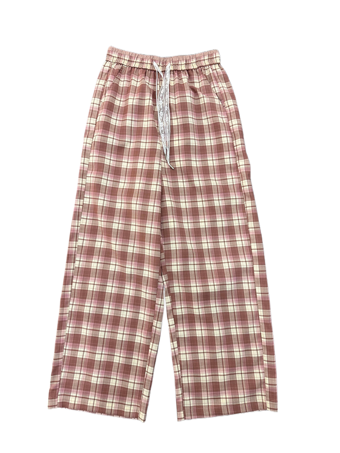 Fost Fish Women‘s Plaid Drawstring Wide-Leg Pants