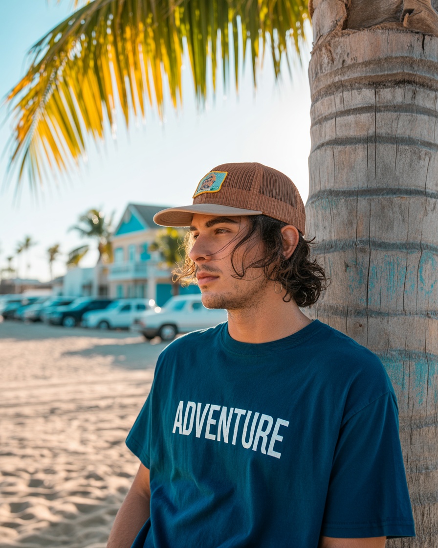 ADVENTURE Typography Tee – Blue Explorer Edition