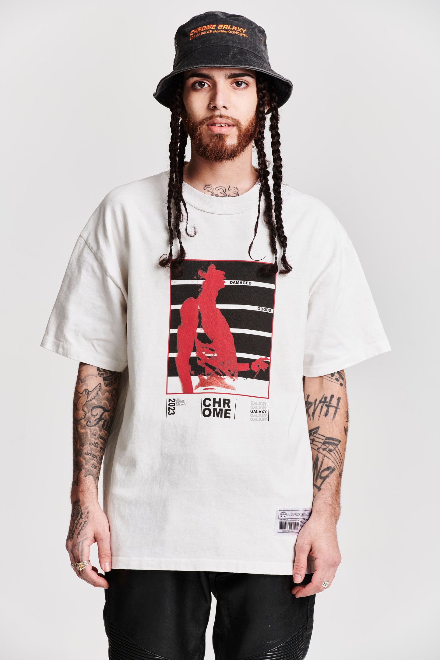 DAMAGED GOODS ABSTRACT SHORT SLEEVE TEE WHITE