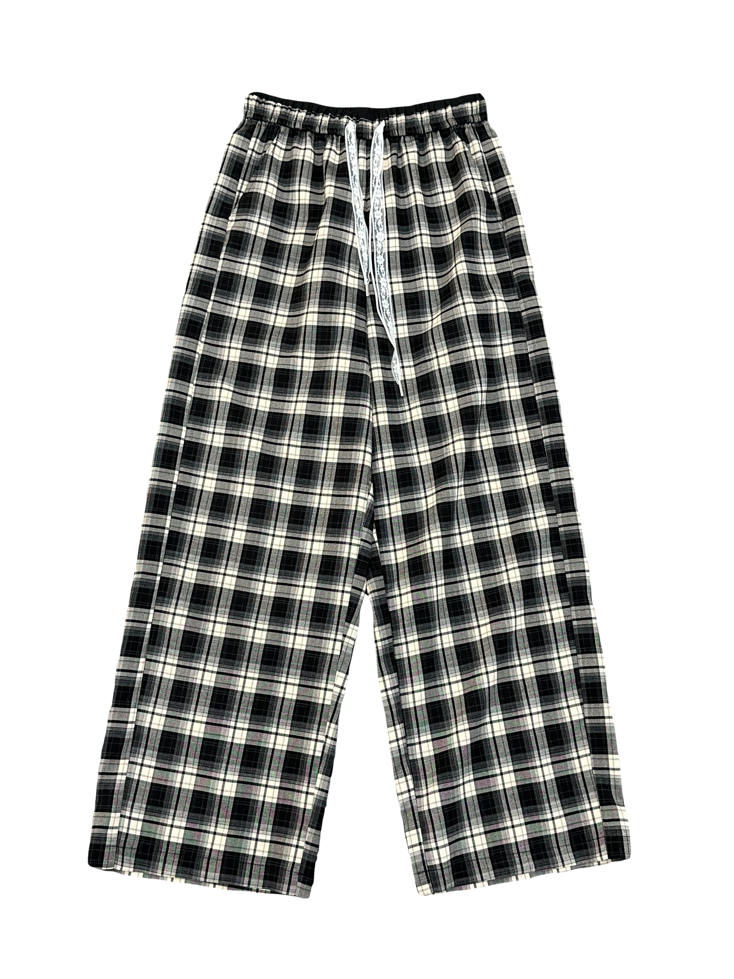 Fost Fish Women‘s Plaid Drawstring Wide-Leg Pants