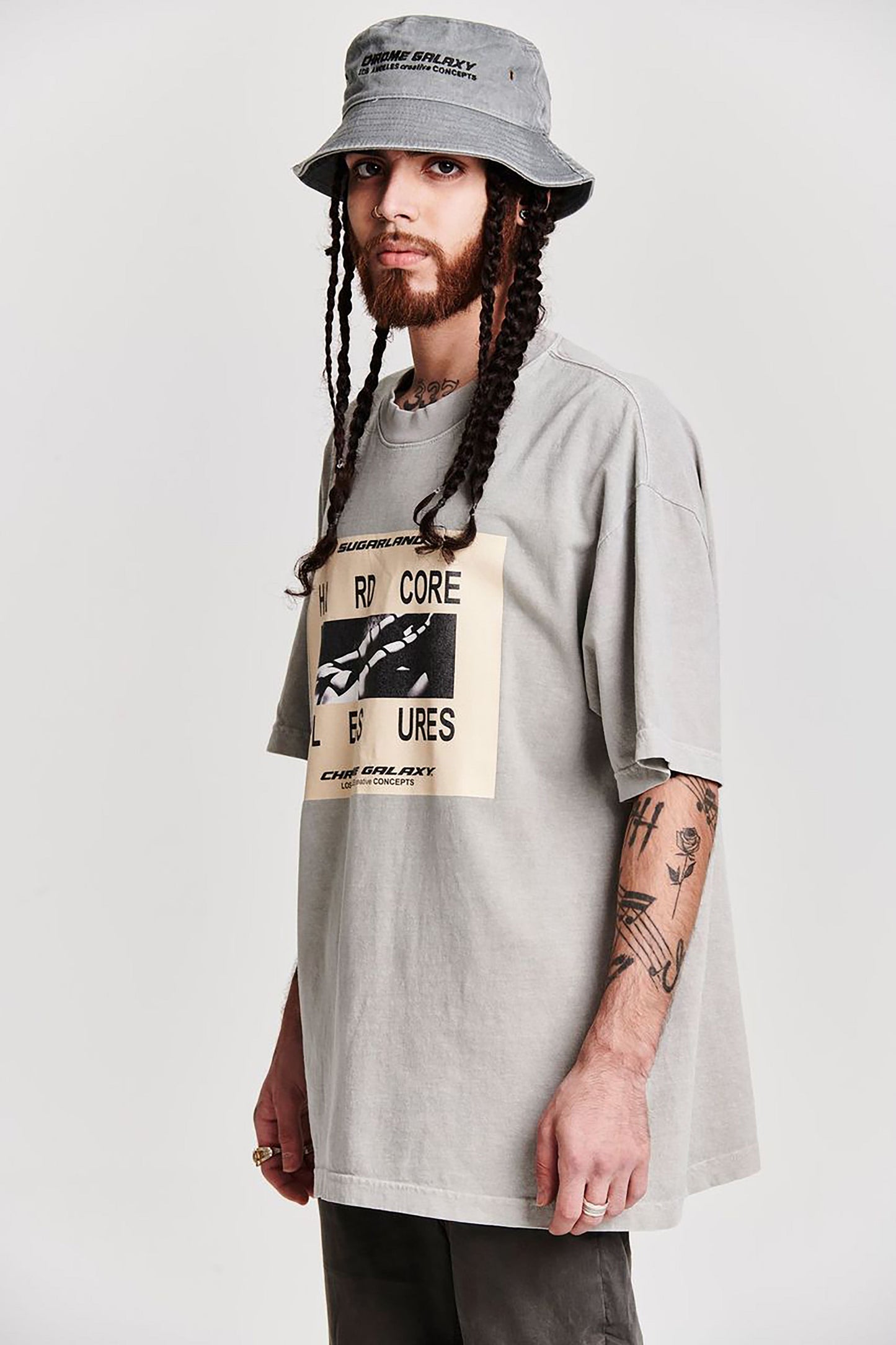 HARDCORE PLEASURES OVERSIZED SHORT SLEEVE T-SHIRT LIGHT GREY