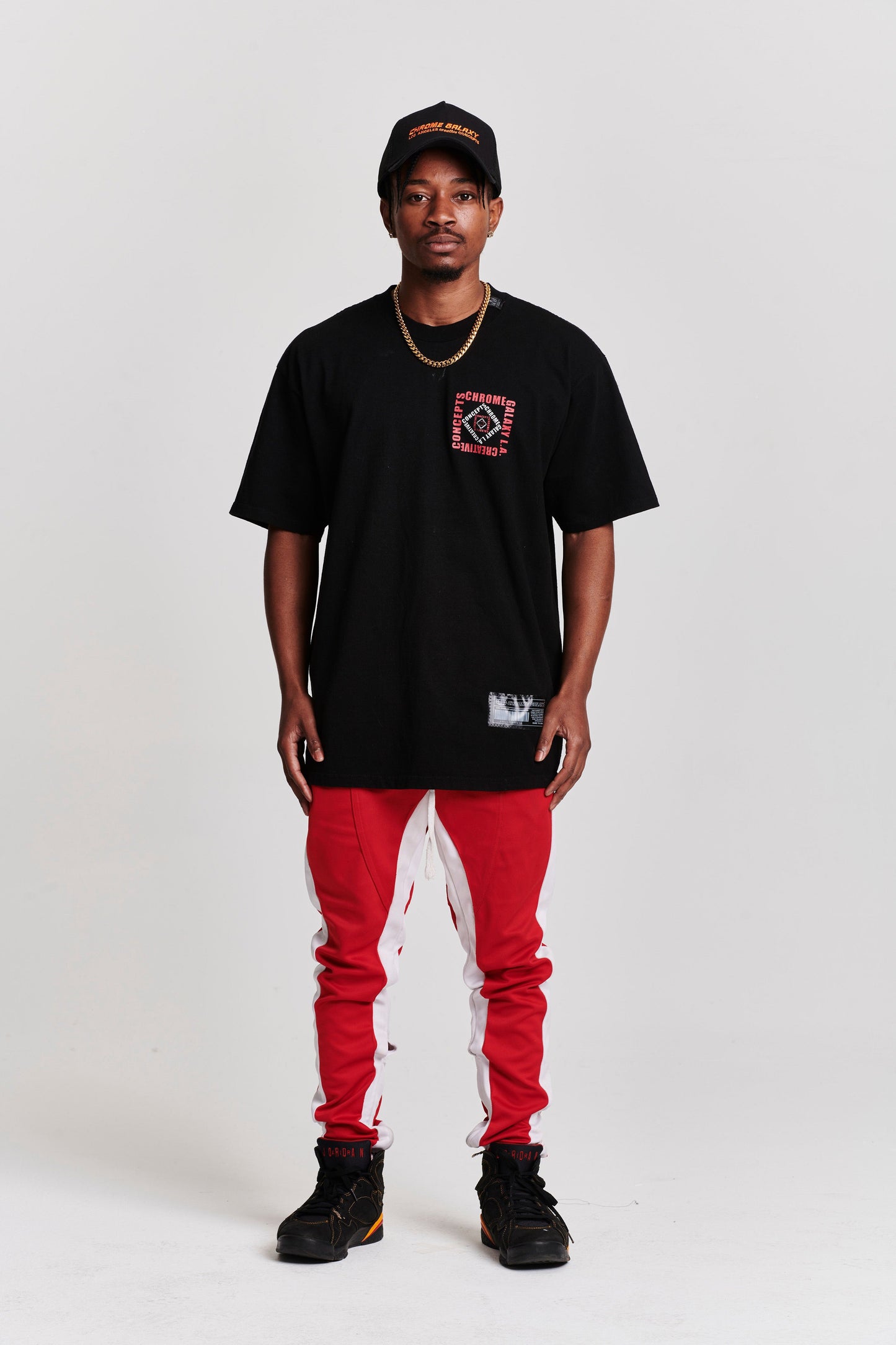 SQUARE RED OVERSIZED SHORT SLEEVE T-SHIRT BLACK