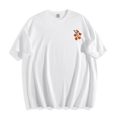 Citrus Branch Embroidered Tee – Summer Orchard Edition