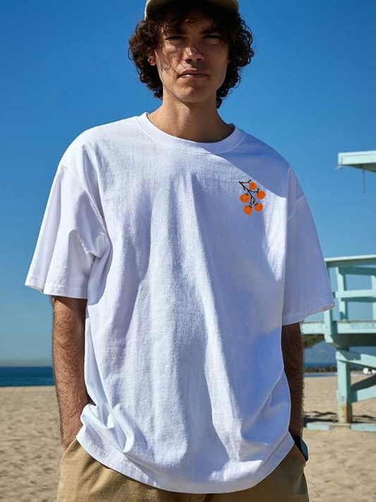 Citrus Branch Embroidered Tee – Summer Orchard Edition