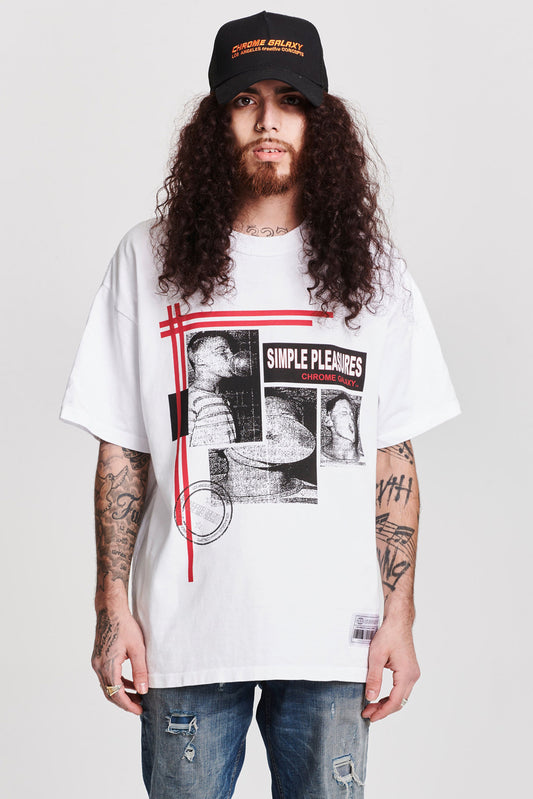 SIMPLE PLEASURES SHORT SLEEVE TEE WHITE