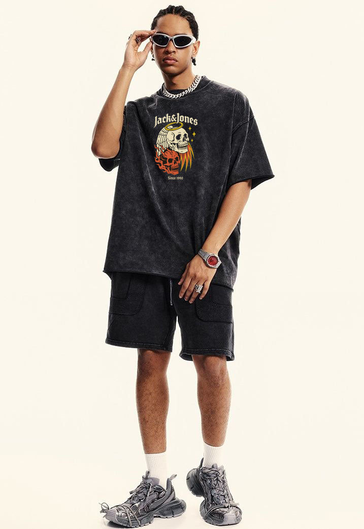 "Twin Skulls" Washed T-shirt