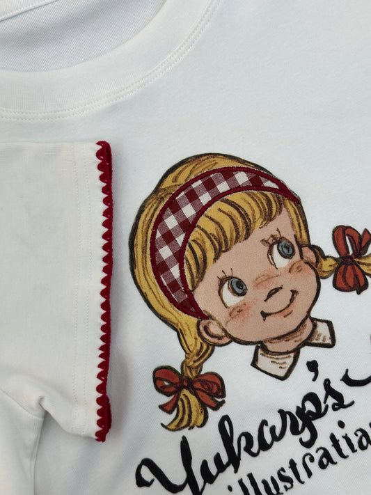 Fost Fish Women's Cartoon Illustration Tee with Ruffled Sleeves