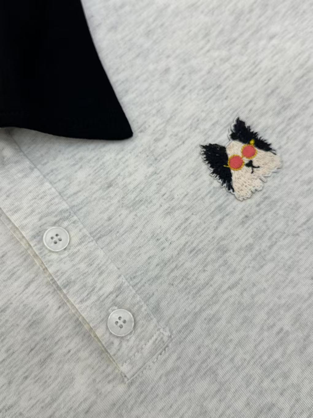 Fost Fish Women's Cat Embroidered Polo Tee
