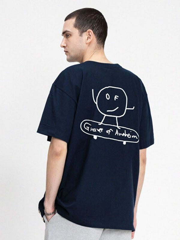 “Skater Doodle” Graphic Tee – Navy Blue