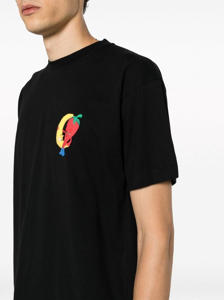 "Sky High Moon Farm" Cartoon Fruit Graphic Tee – Black