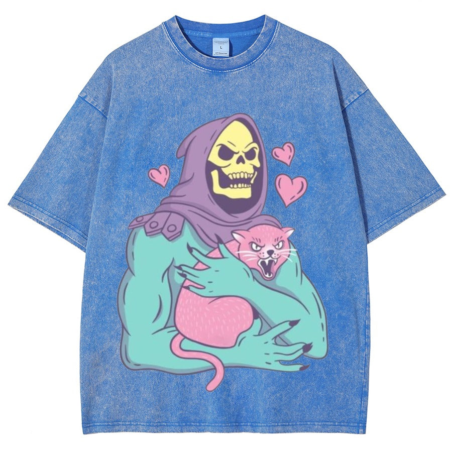 Skeletor & Grumpy Cat Vintage Graphic Tee – Washed