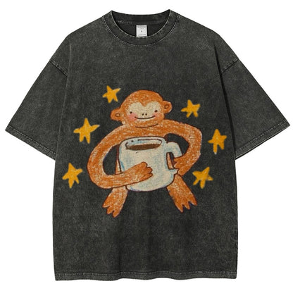 Monkey Coffee Star Tee – Vintage Washed