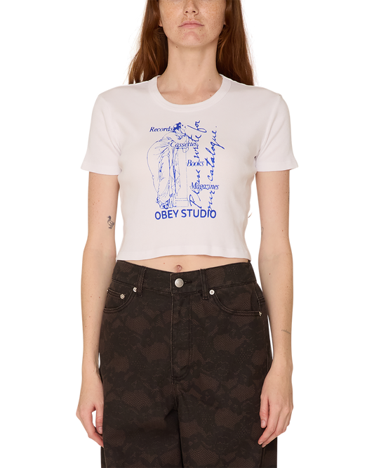 OBEY STUDIO Goddess Sketch Crop Tee – White