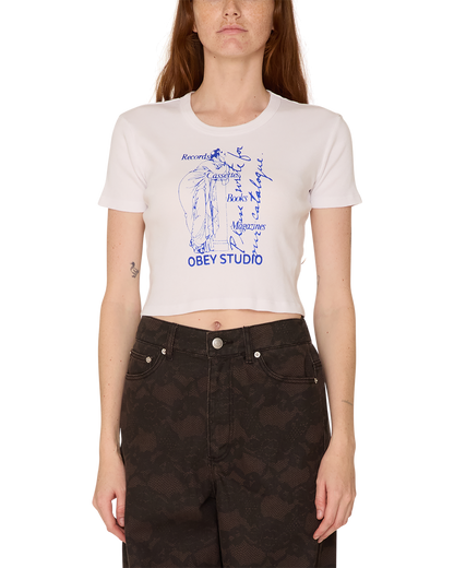OBEY STUDIO Goddess Sketch Crop Tee – White