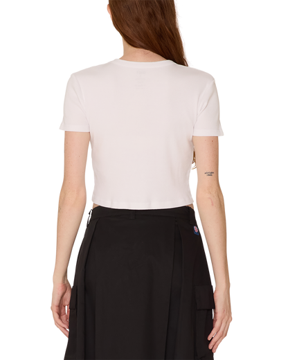 WSY Minimal Embroidery Crop Tee – White