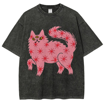 Cosmic Cat Oversized Tee – Vintage Gradient Series