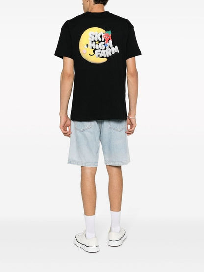"Sky High Moon Farm" Cartoon Fruit Graphic Tee – Black